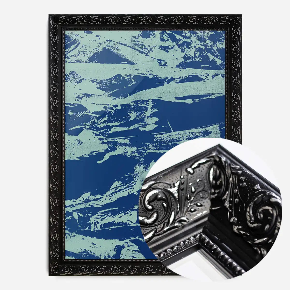 Inky Blue Graffiti Print