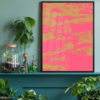 Inky Pink and Gold Graffiti Print