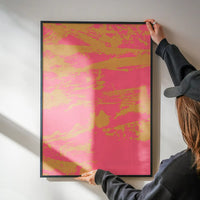 Inky Pink and Gold Graffiti Print