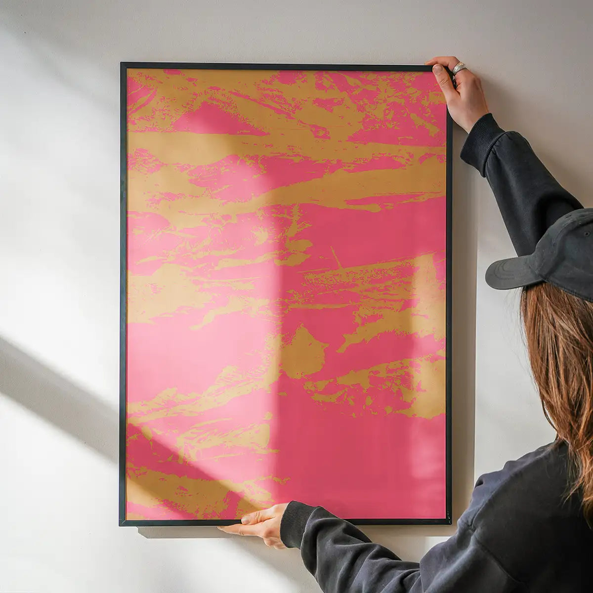 Inky Pink and Gold Graffiti Print