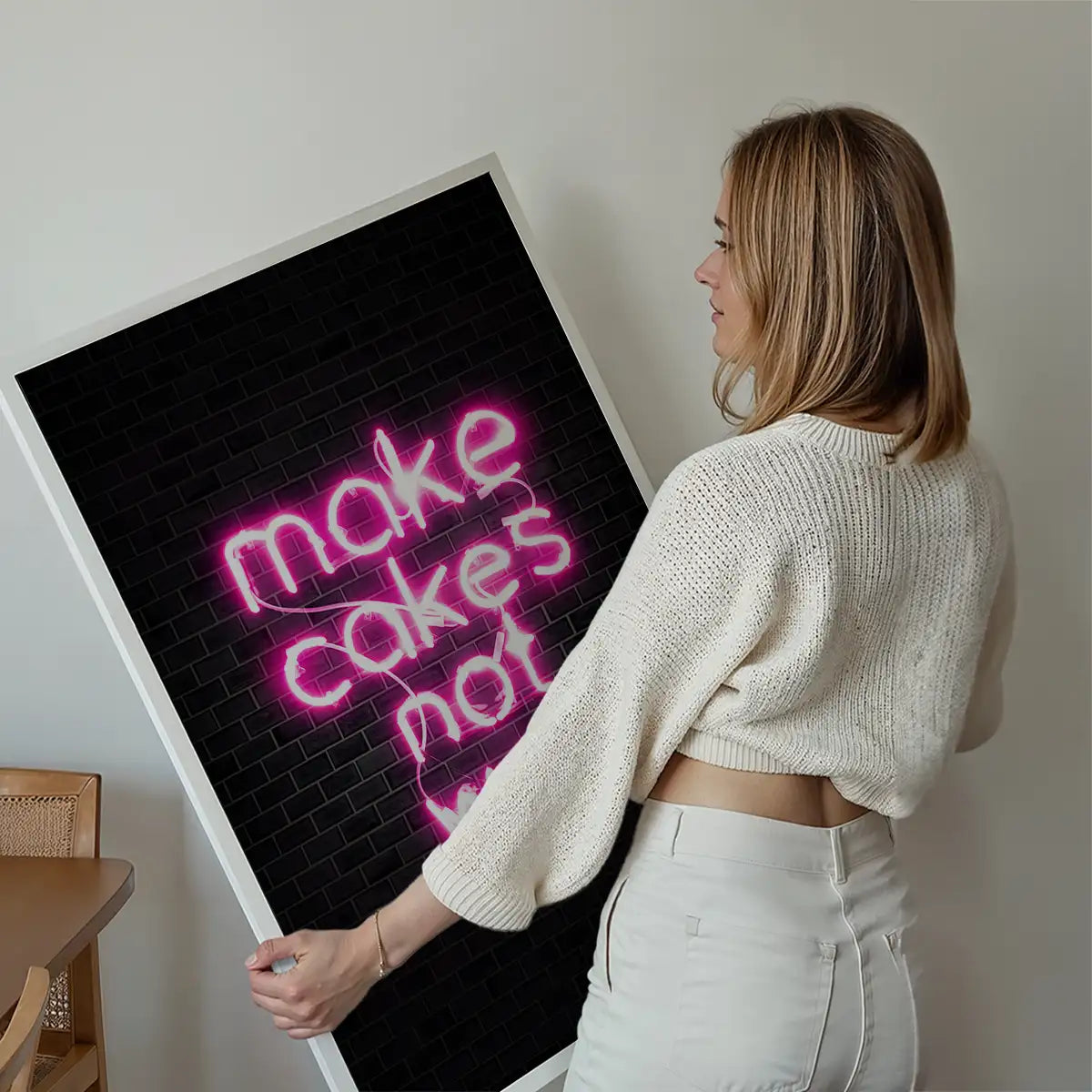 Make Cakes Pink Neon Print