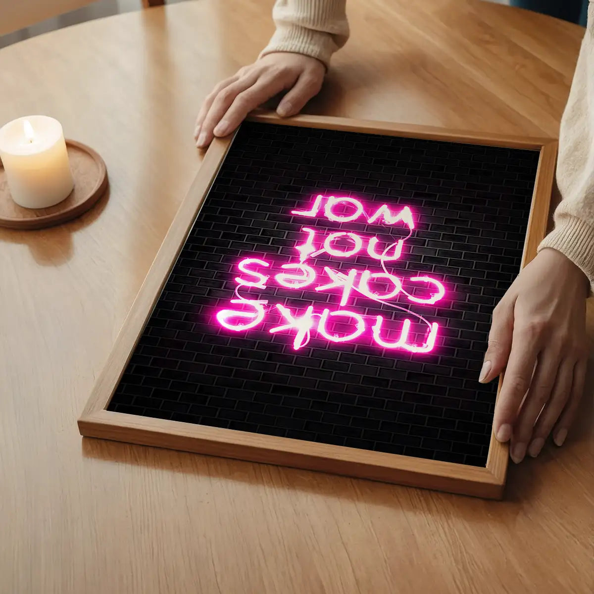 Make Cakes Pink Neon Print