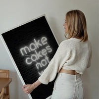 Make Cakes White Neon Print