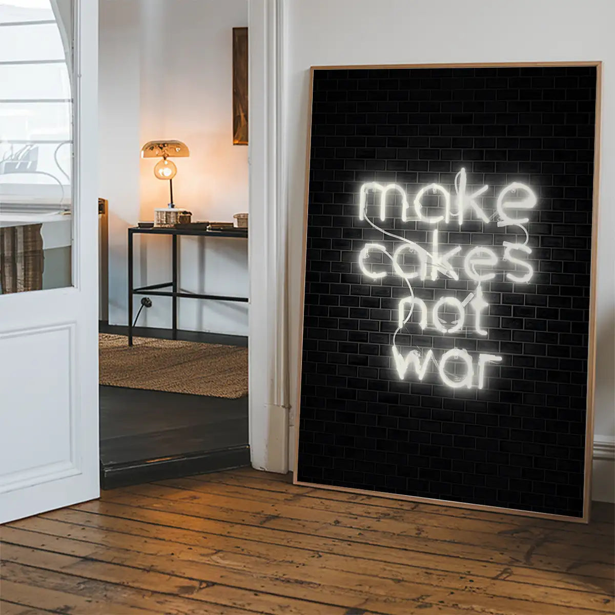 Make Cakes White Neon Print