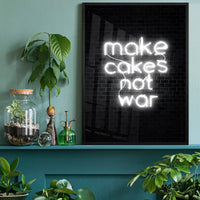 Make Cakes White Neon Print