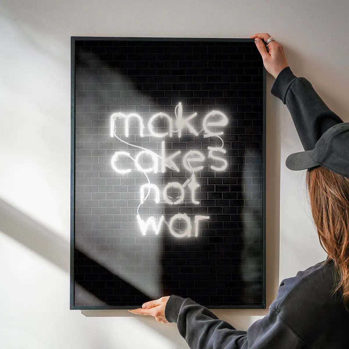 Make Cakes White Neon Print