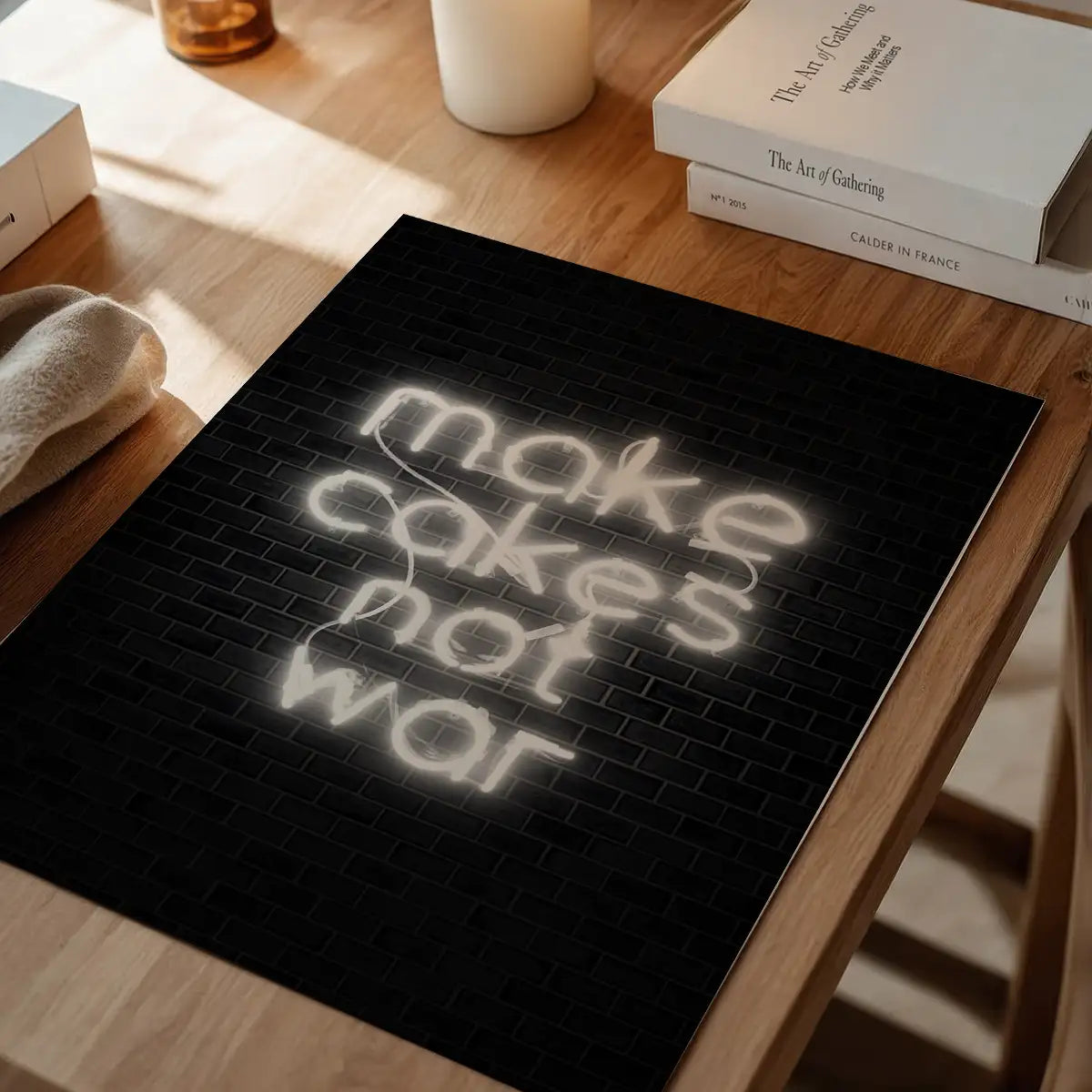 Make Cakes White Neon Print