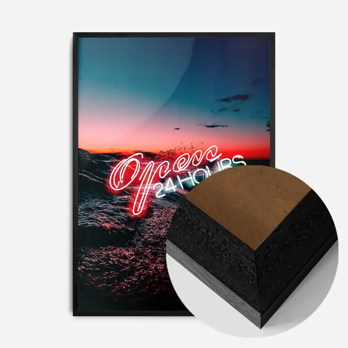 Open 24 Hours Ocean Neon Print