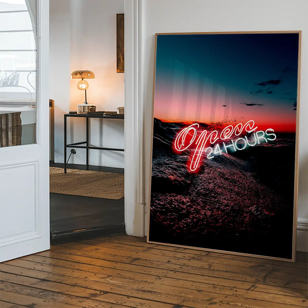 Open 24 Hours Ocean Neon Print