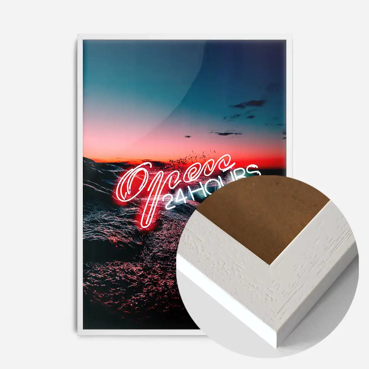 Open 24 Hours Ocean Neon Print