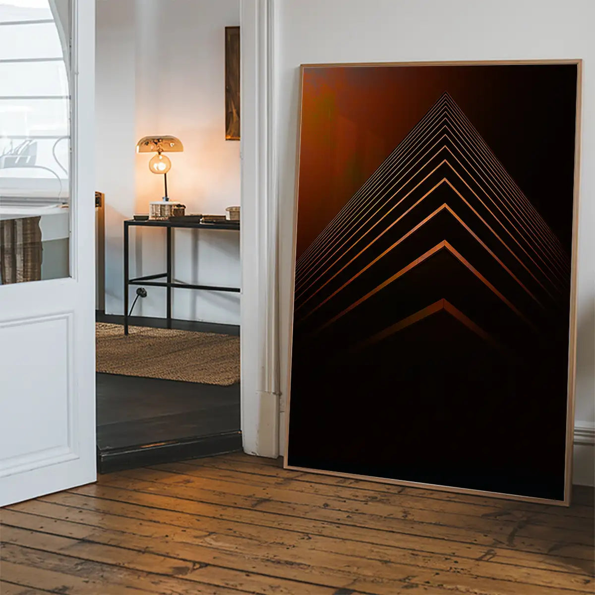 Orange Pyramid Geometric Print
