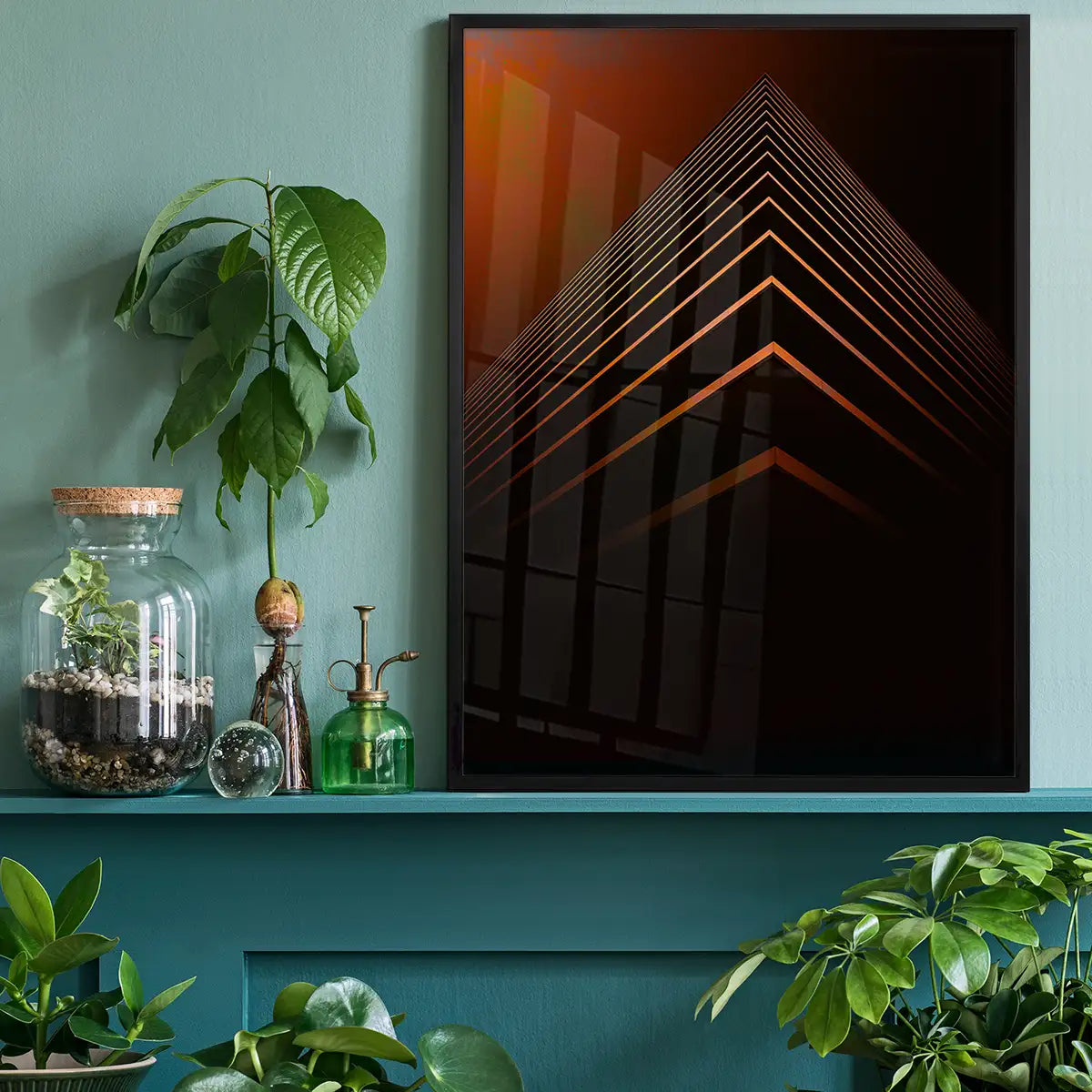 Orange Pyramid Geometric Print