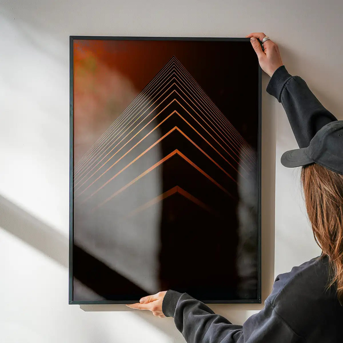 Orange Pyramid Geometric Print