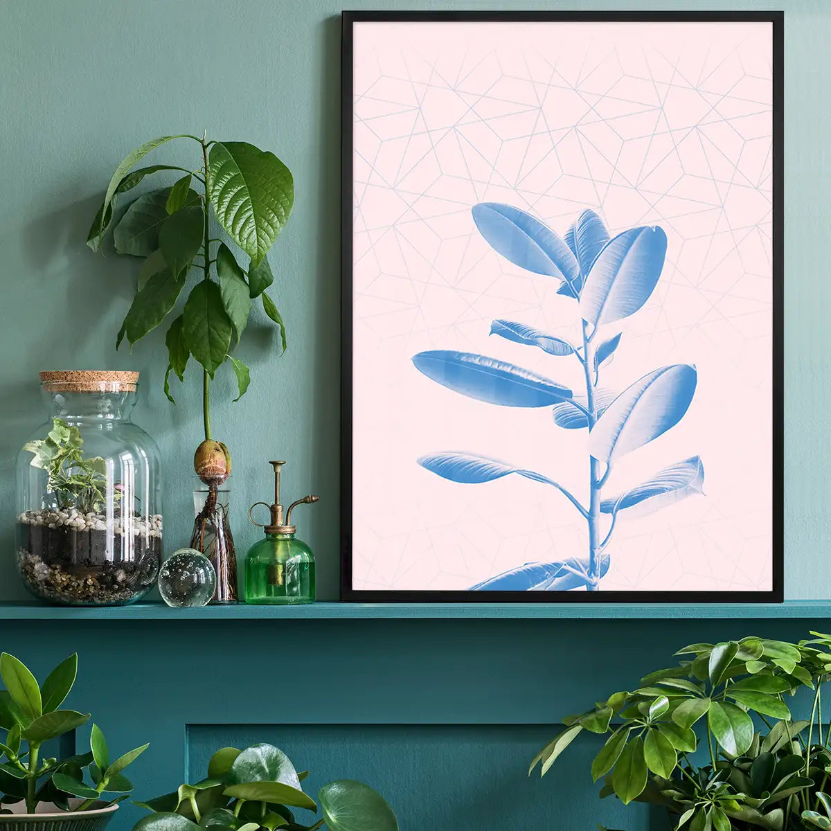 Plant Geometric Pink Blend Print