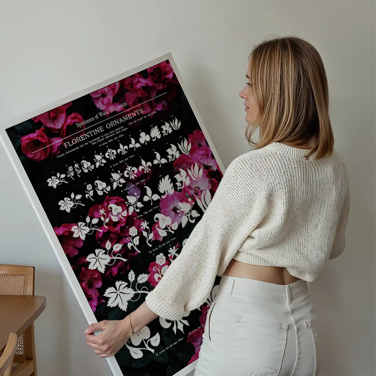 Typographic Ornaments Floral Print
