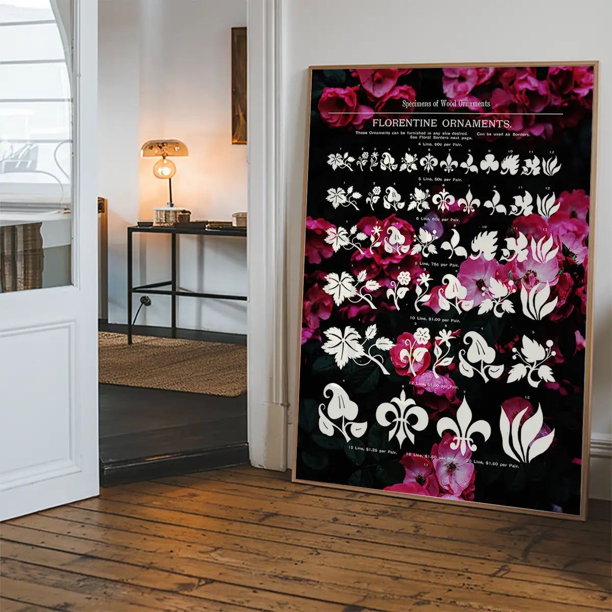 Typographic Ornaments Floral Print