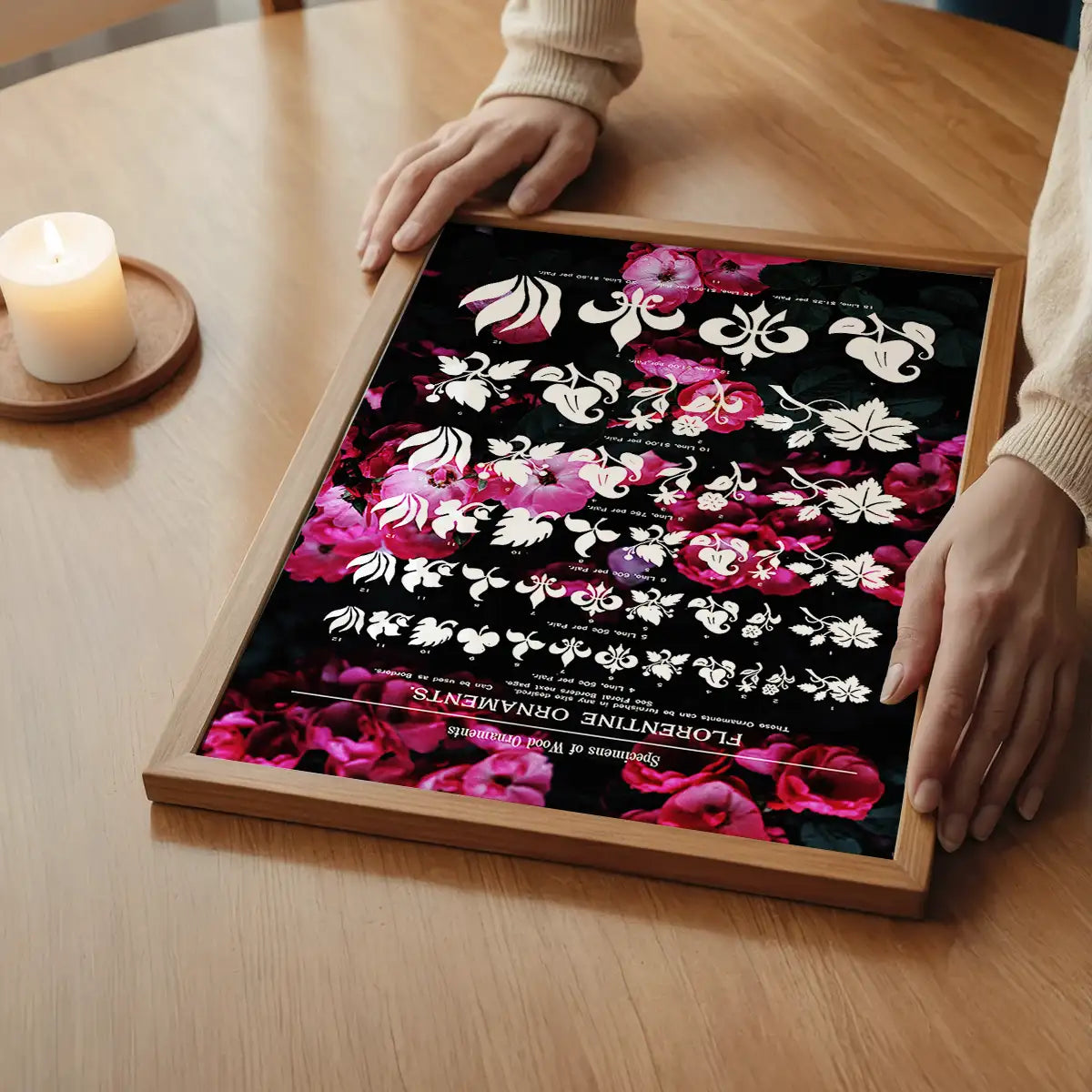 Typographic Ornaments Floral Print