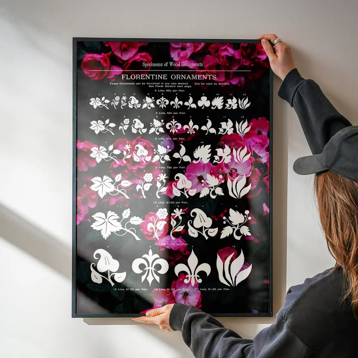 Typographic Ornaments Floral Print