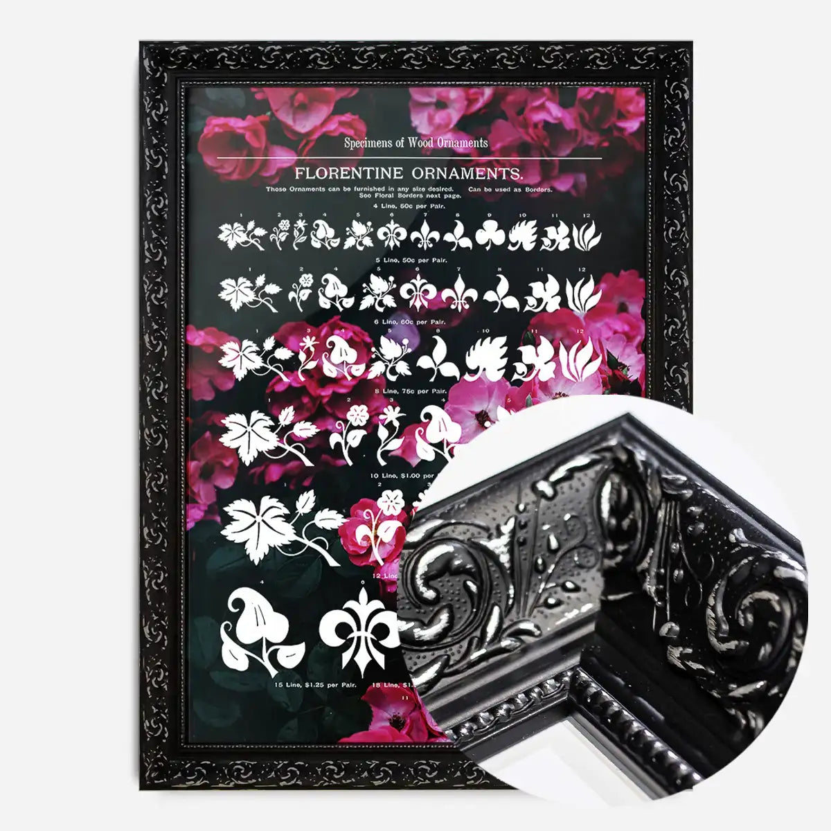 Typographic Ornaments Floral Print