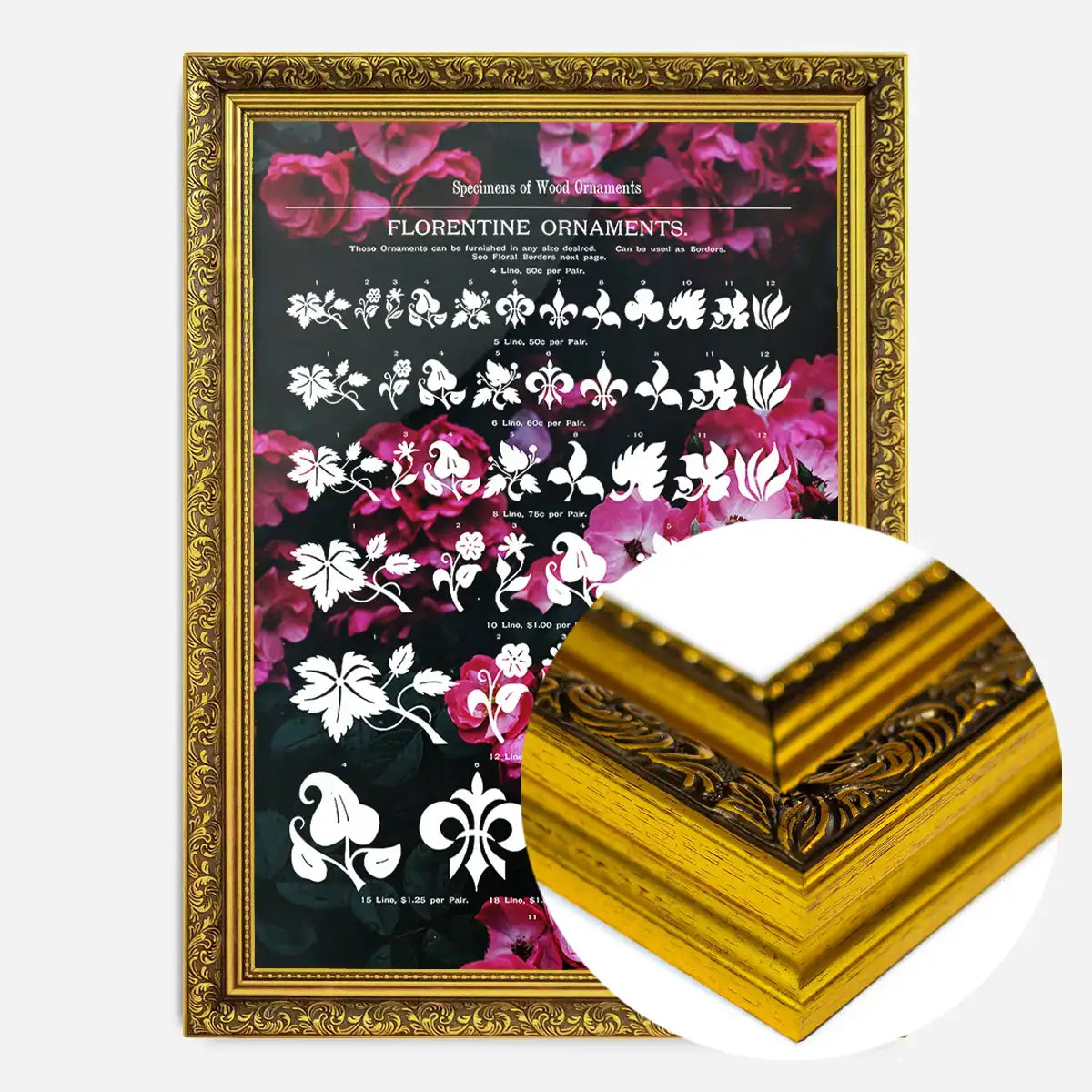 Typographic Ornaments Floral Print