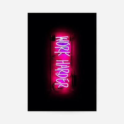 Work Harder Neon Landscape Print
