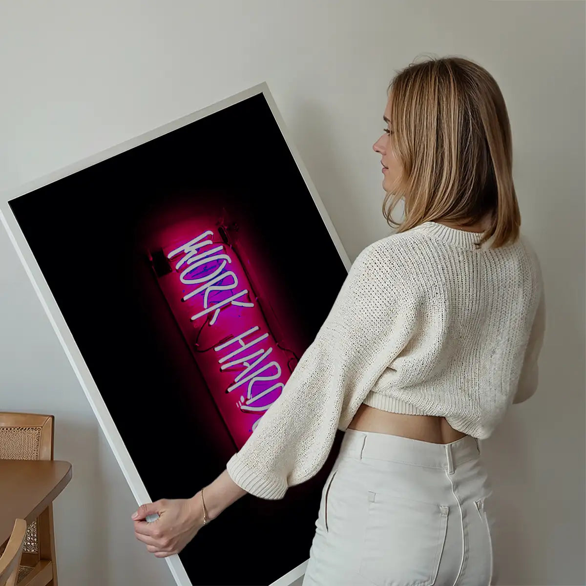 Work Harder Neon Landscape Print
