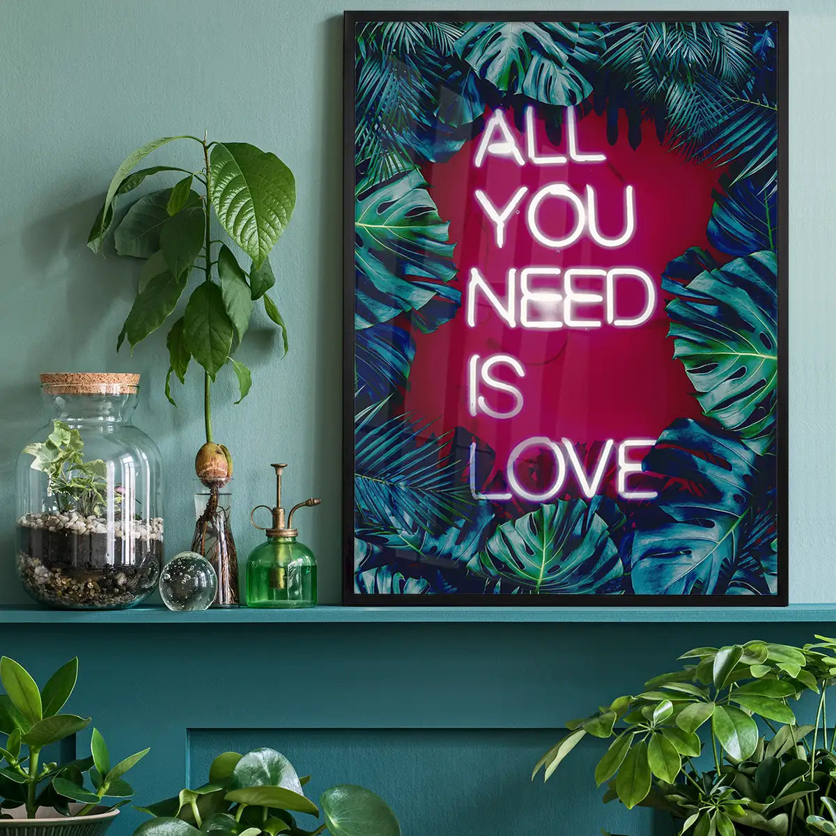 All You Need Is Love Neon Tropical Print