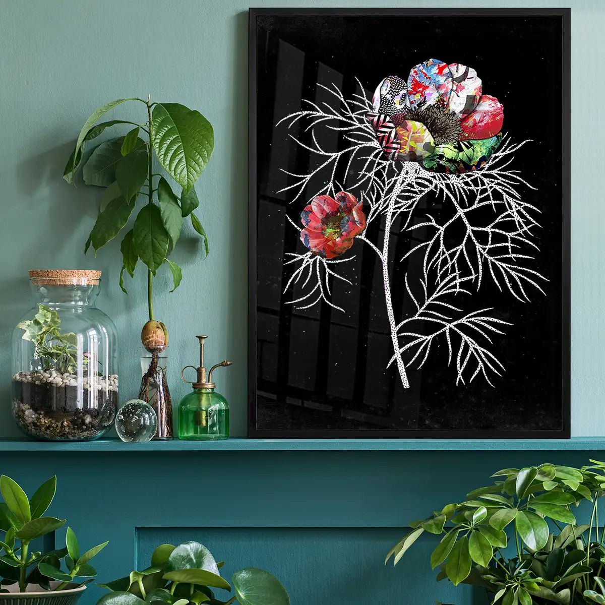 Botanical 6 Black Rose Print