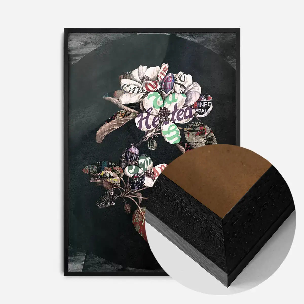Botanical 7 Floral Black Typography Print