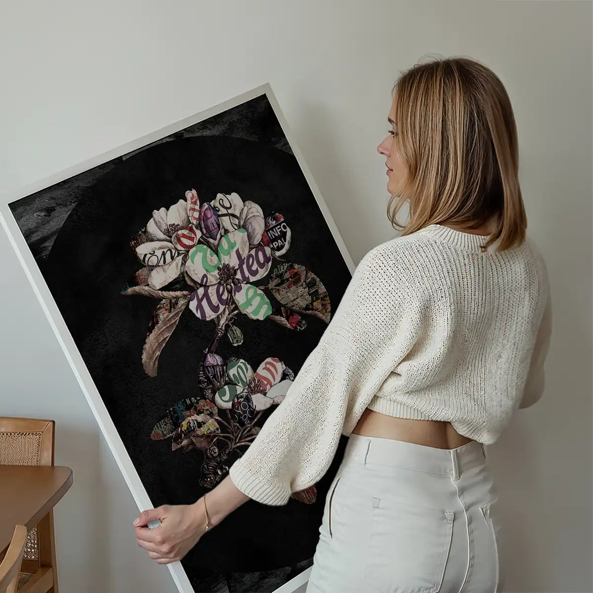 Botanical 7 Floral Black Typography Print