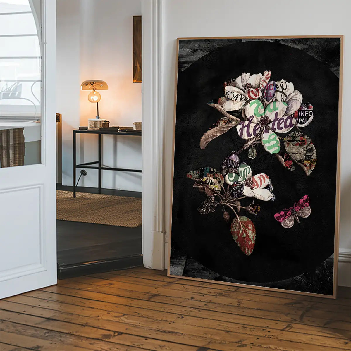 Botanical 7 Floral Black Typography Print