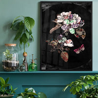Botanical 7 Floral Black Typography Print