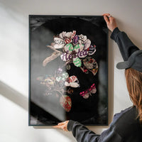 Botanical 7 Floral Black Typography Print