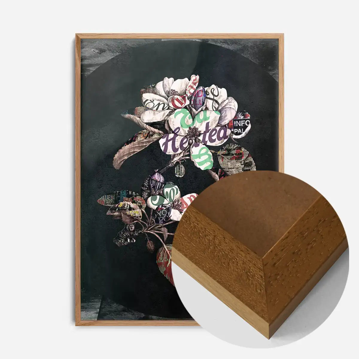 Botanical 7 Floral Black Typography Print