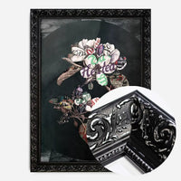 Botanical 7 Floral Black Typography Print
