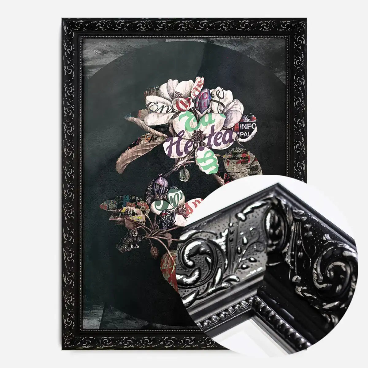 Botanical 7 Floral Black Typography Print