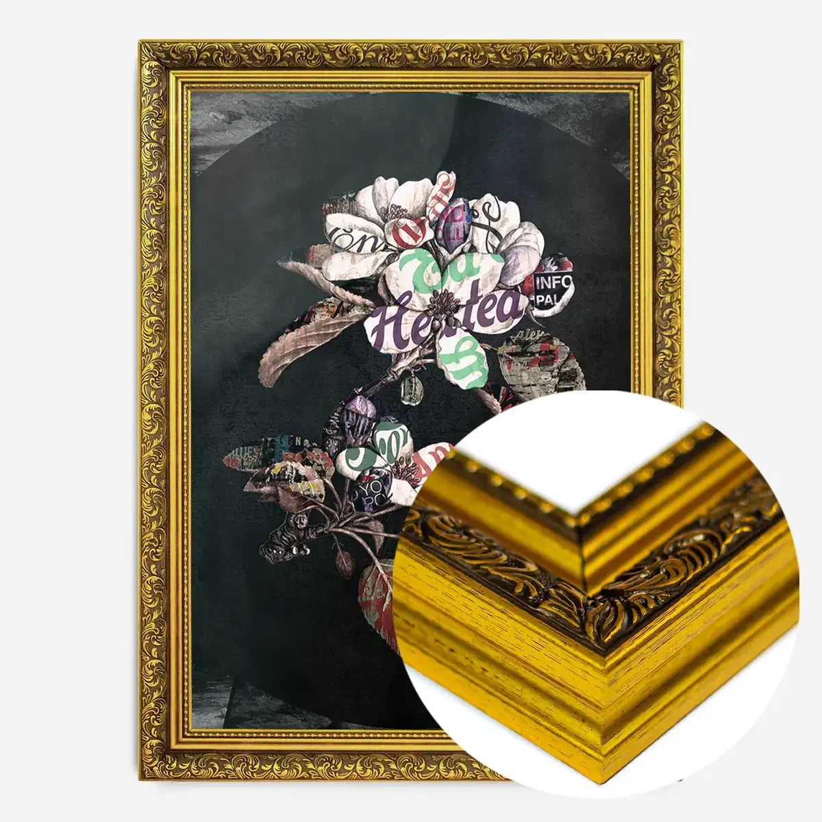 Botanical 7 Floral Black Typography Print