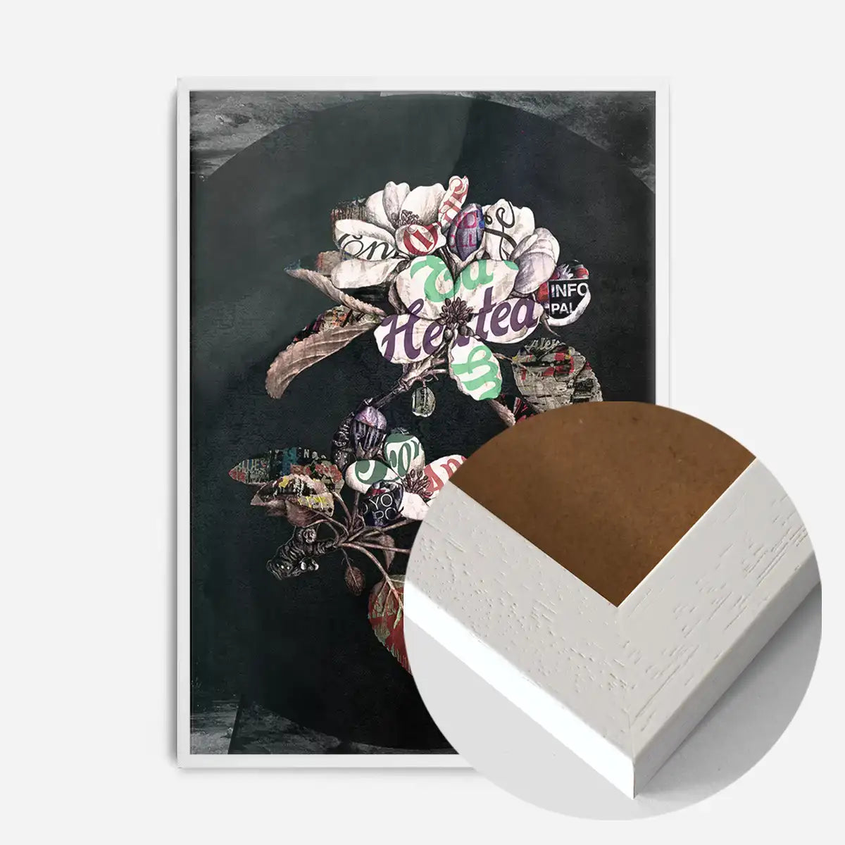 Botanical 7 Floral Black Typography Print