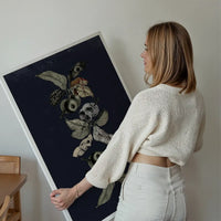 Botanical Skulls Navy Print