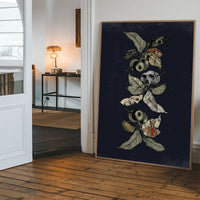 Botanical Skulls Navy Print