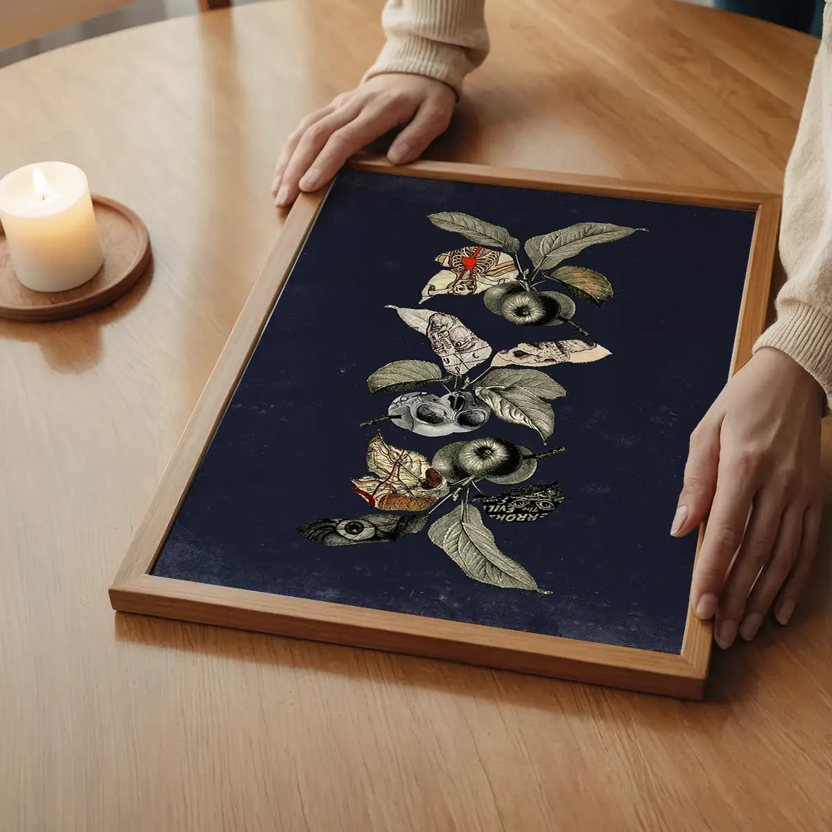 Botanical Skulls Navy Print