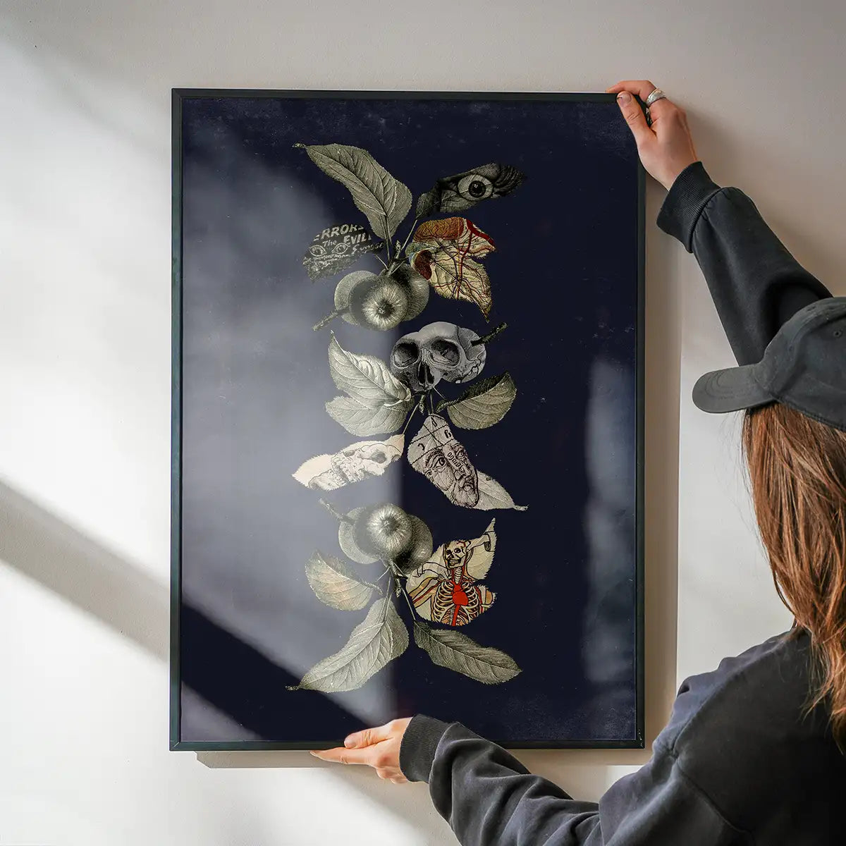 Botanical Skulls Navy Print