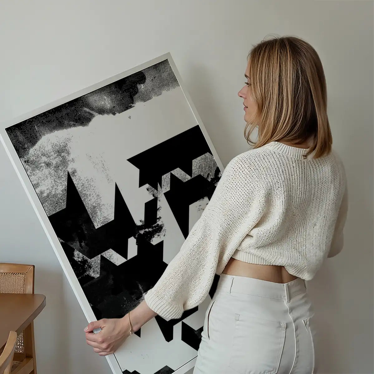 Geometric Abstract Black & White Print