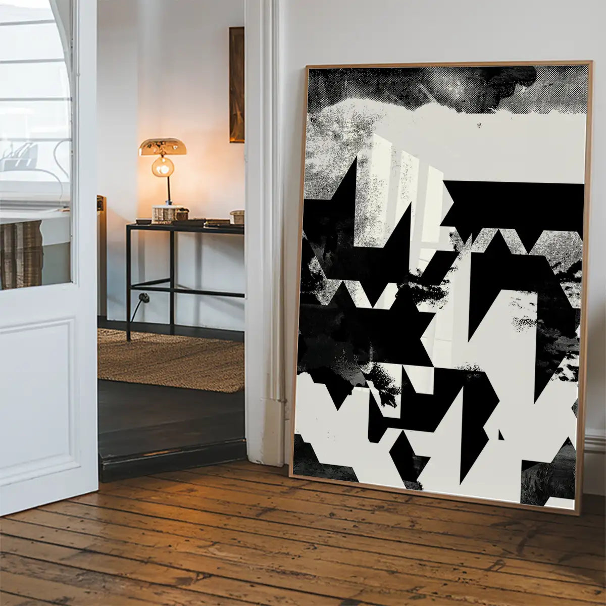 Geometric Abstract Black & White Print