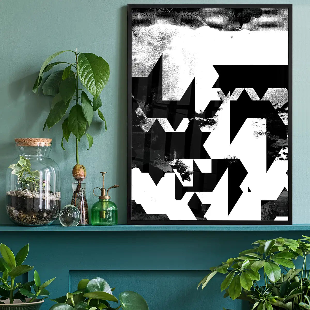 Geometric Abstract Black & White Print