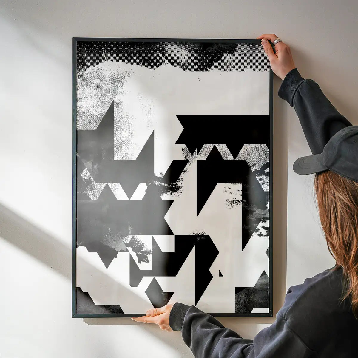 Geometric Abstract Black & White Print
