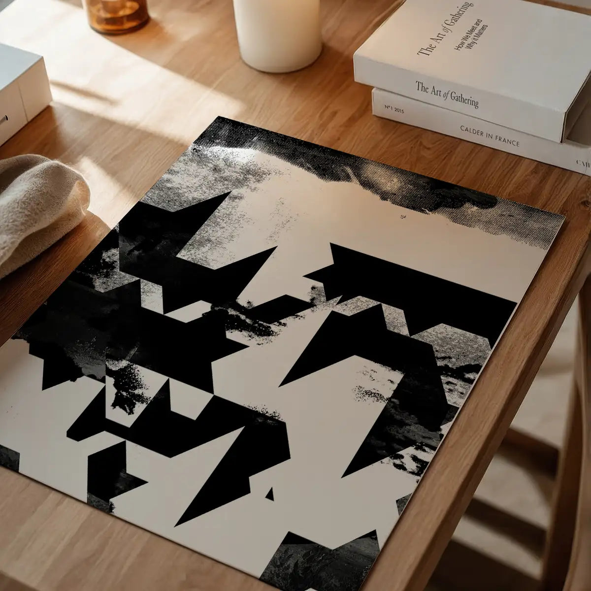 Geometric Abstract Black & White Print