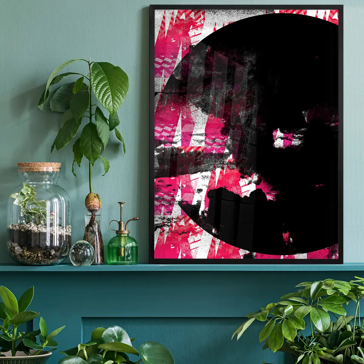 Geometric Moon Pink Print