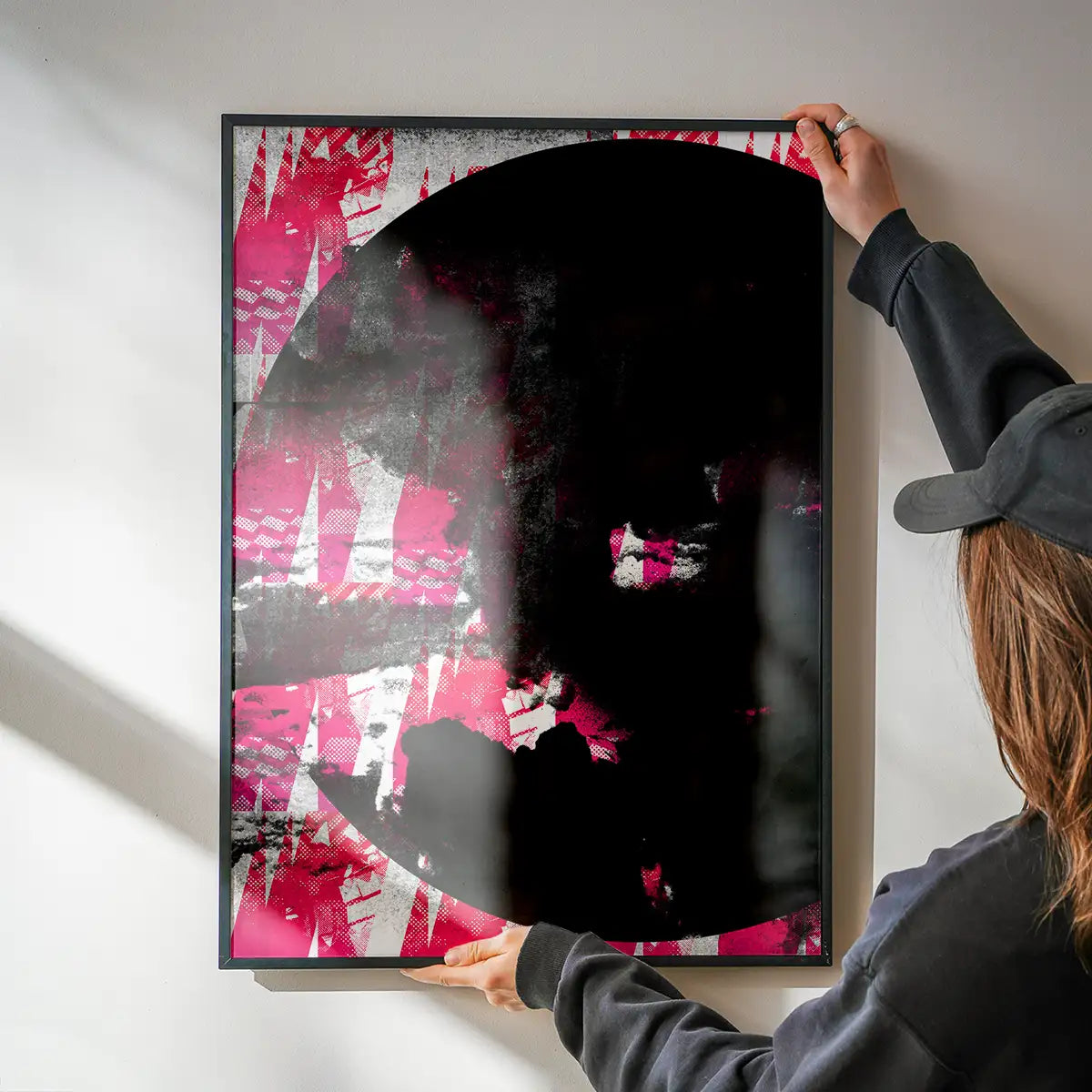 Geometric Moon Pink Print
