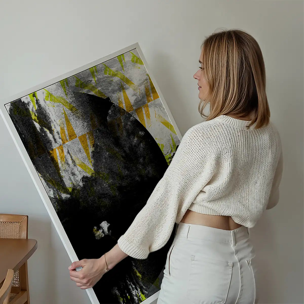 Geometric Moon Yellow Print